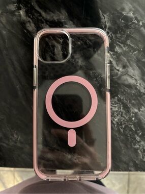 iPhone 15 plus also 14 plus case w MagSafe pink and clear